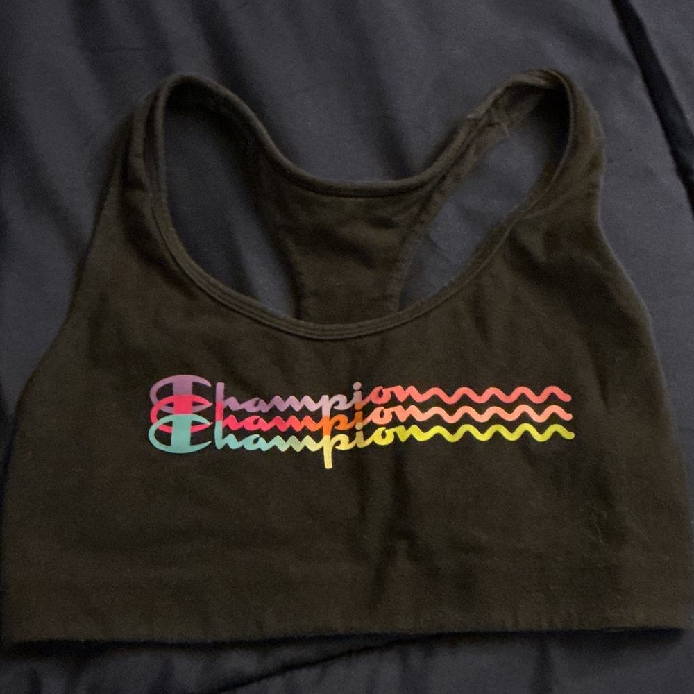 Champion Black Bra with Colorful Logo